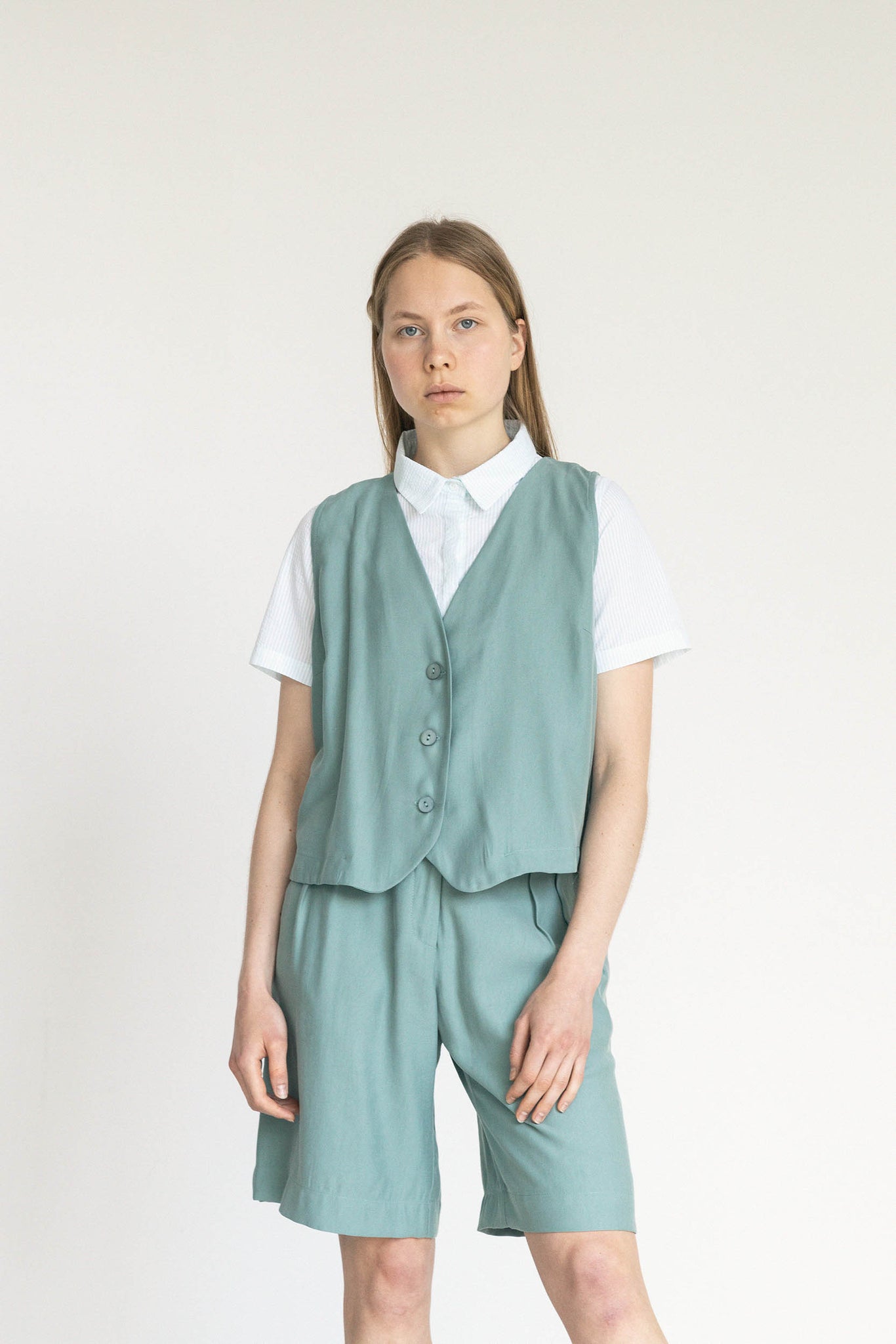 L.952 - SEERSUCKER MINI SHIRT- MINT STRIPE