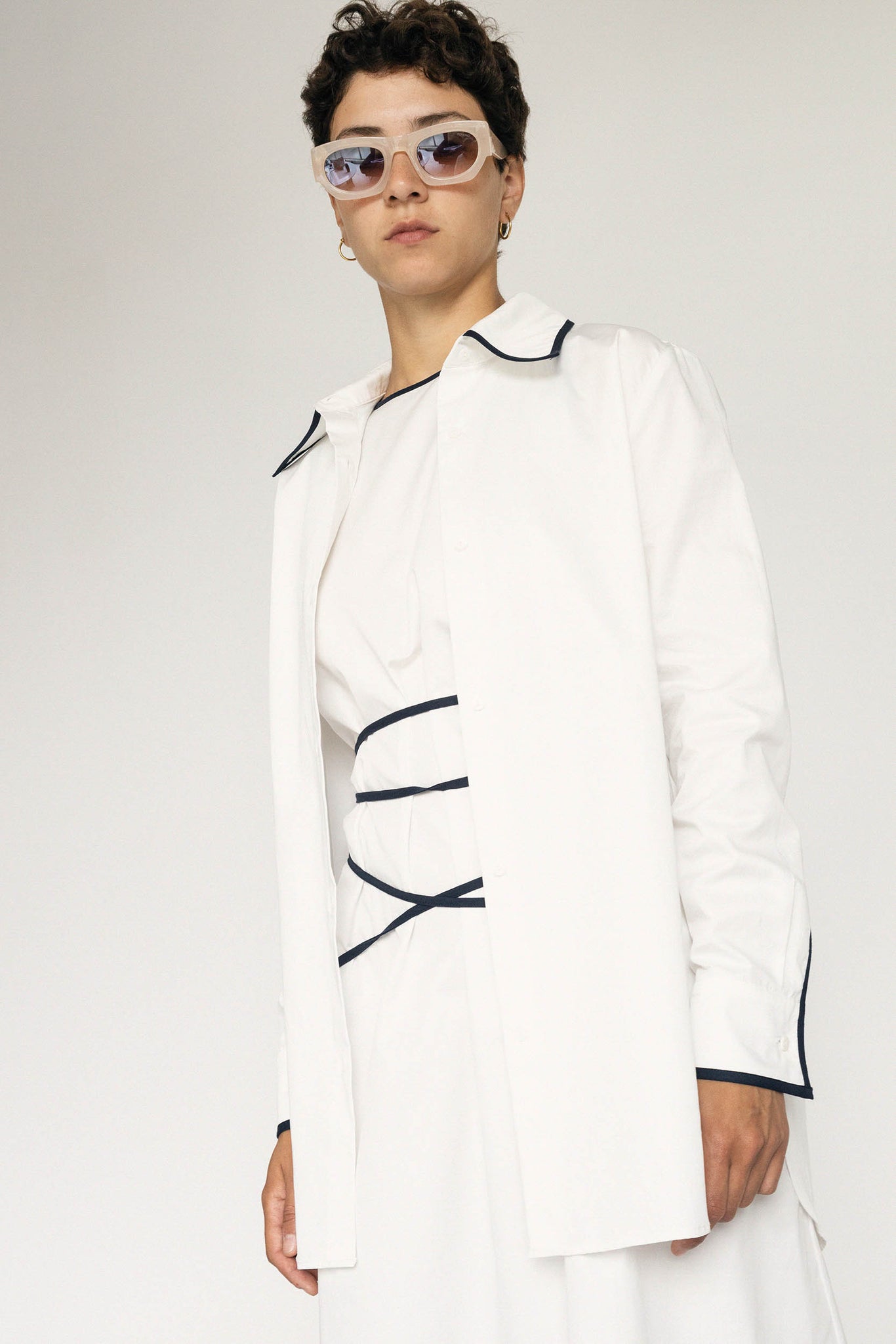 L.961 - BITONO SHIRT - WHITE NAVY