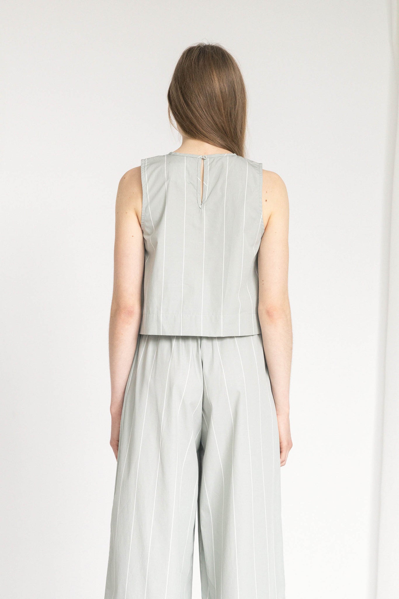 L.971 - POPLIN TOP - GREEN STRIPE