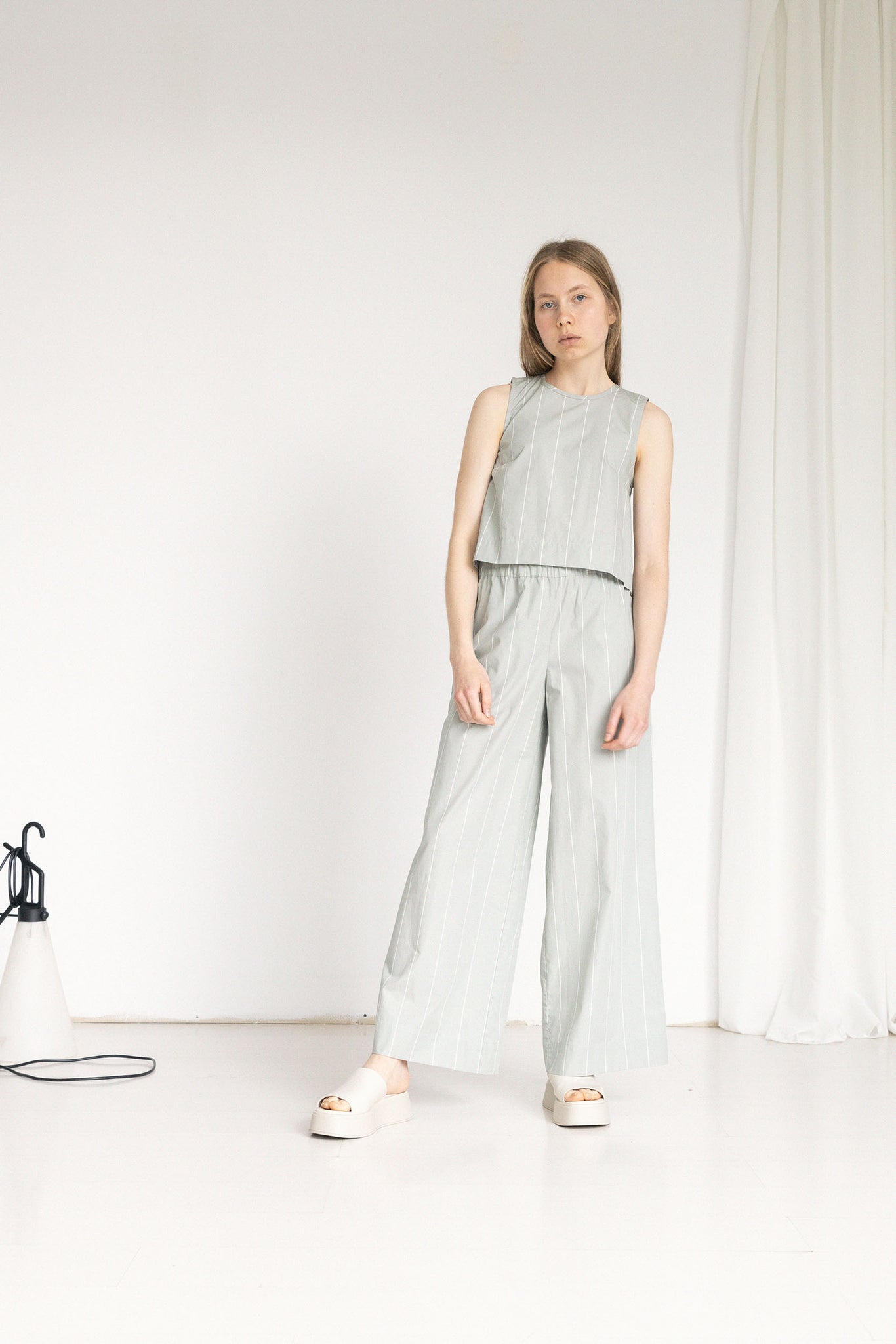 L.972 - POPLIN PANT - Green Stripe