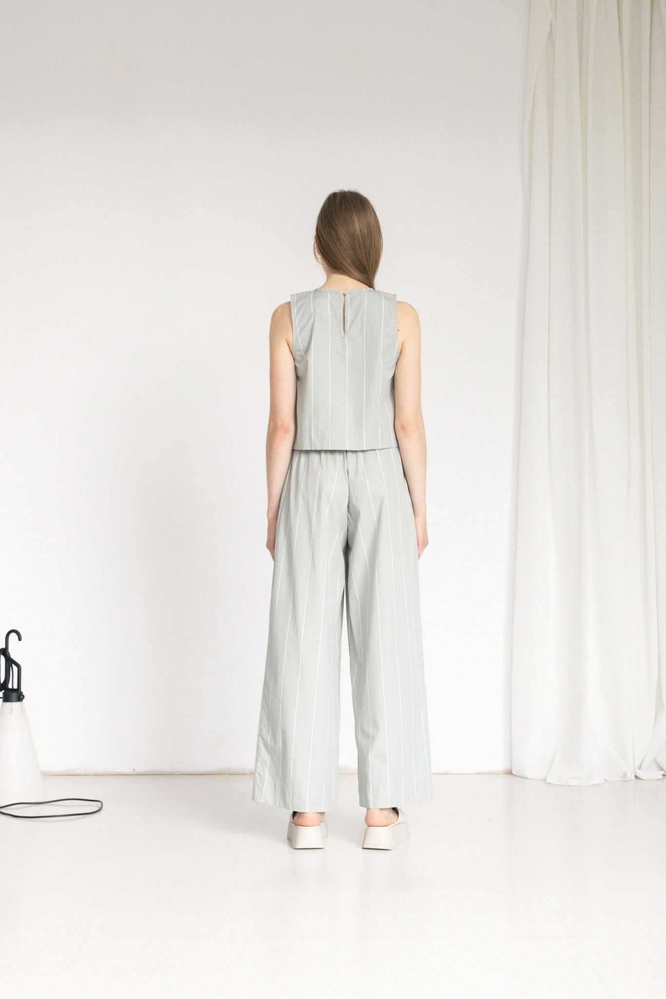 L.972 - POPLIN PANT - Green Stripe