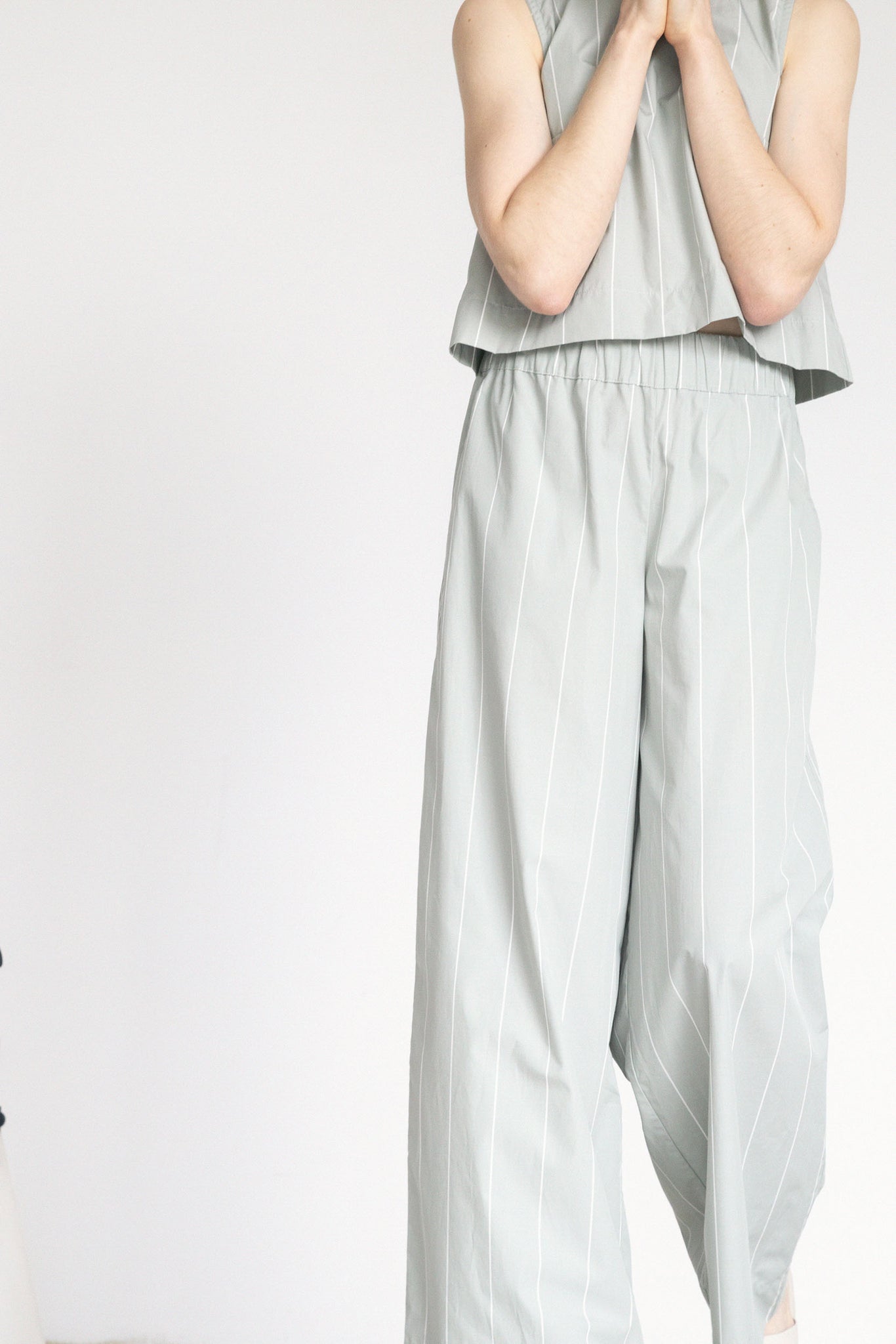 L.972 - POPLIN PANT - Green Stripe