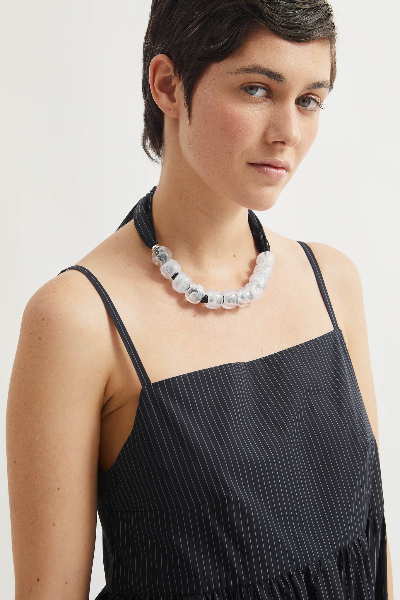 J.13001 - POPLIN NECKLACE - Blue Stripes