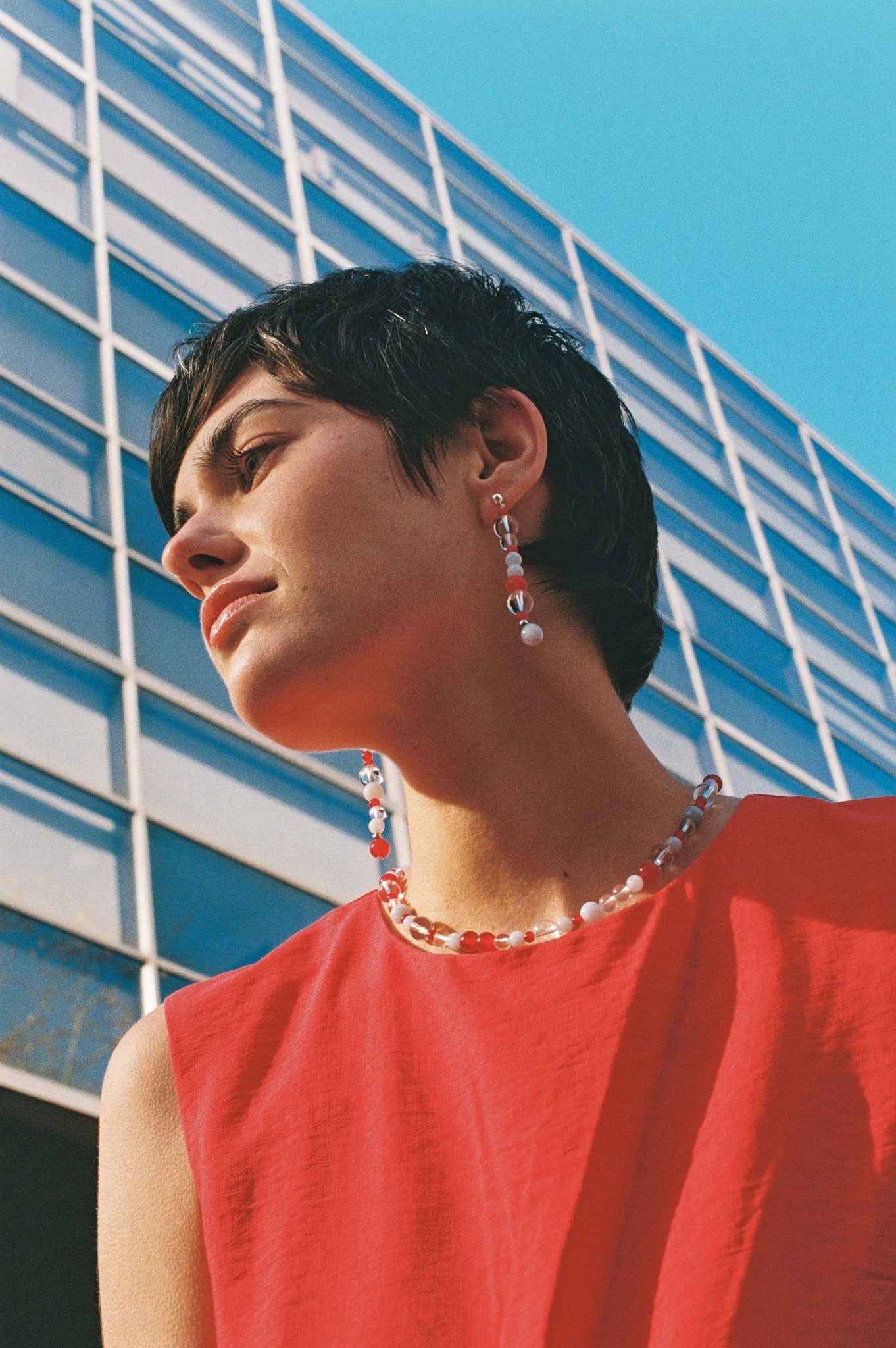 J.13003 - LONG EARRING - Blue & Red