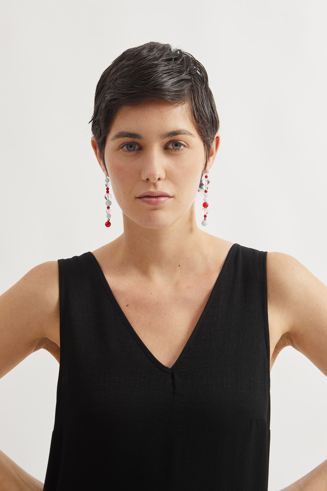 J.13003 - LONG EARRING - Blue & Red