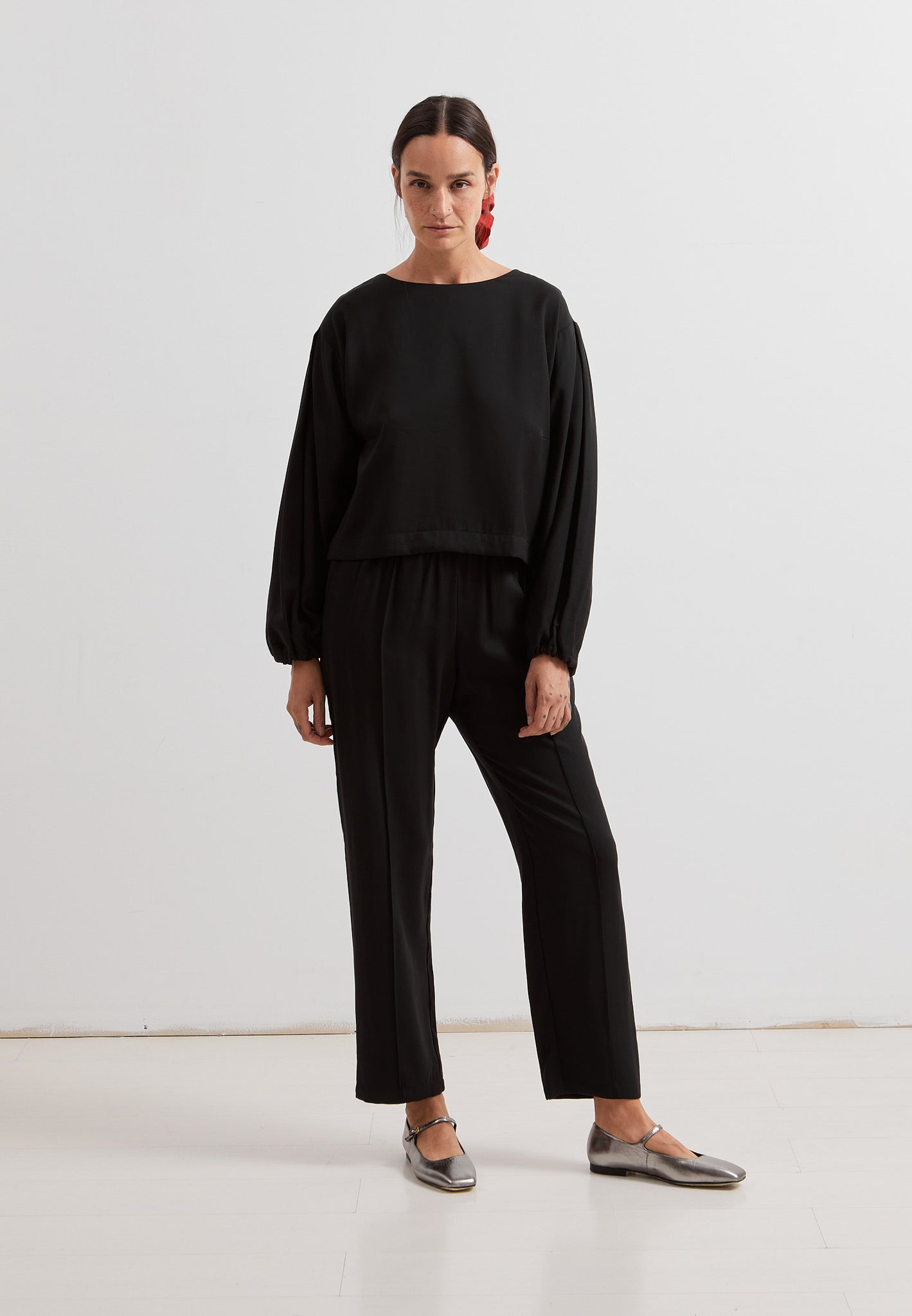 L.1224 - MATT RIB PANT - Black