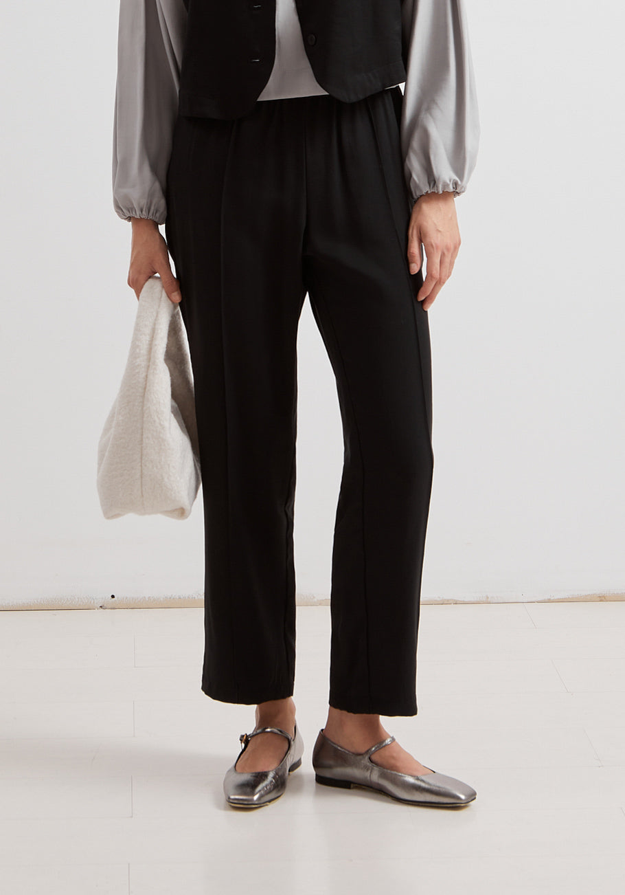 L.1224 - MATT RIB PANT - Black