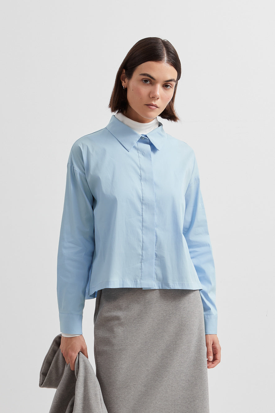 L.1241 - POPLIN BOXY SHIRT - Light Blue