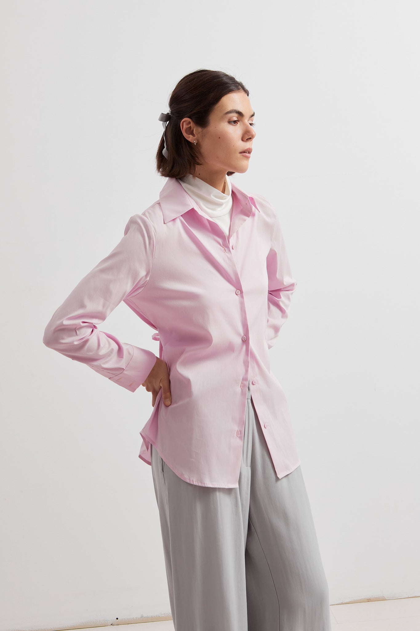 L.1242 - POPLIN SILHOUETTE SHIRT - Pink