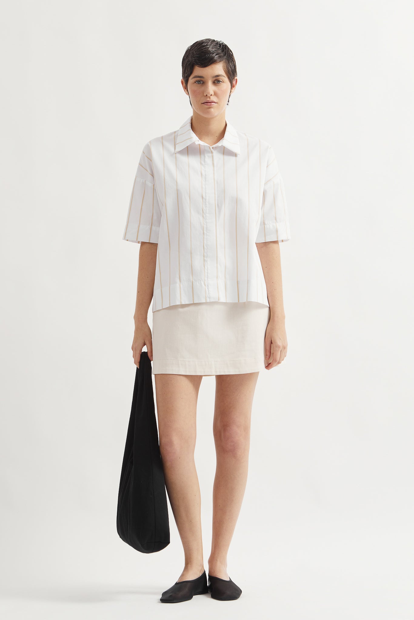 L.13061 - POPLIN BOXY SHIRT - Yellow Stripes