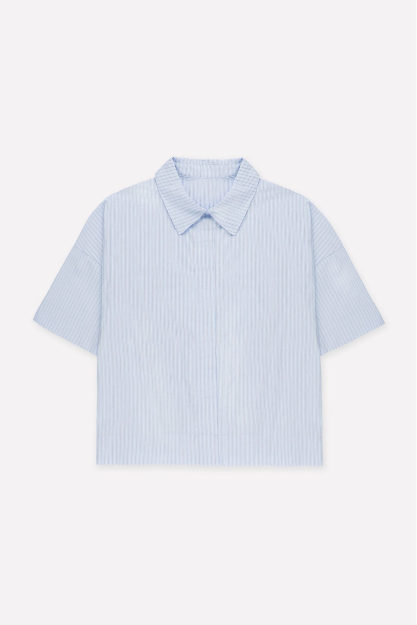 L.13061 - POPLIN BOXY SHIRT - Blue & Red Stripes