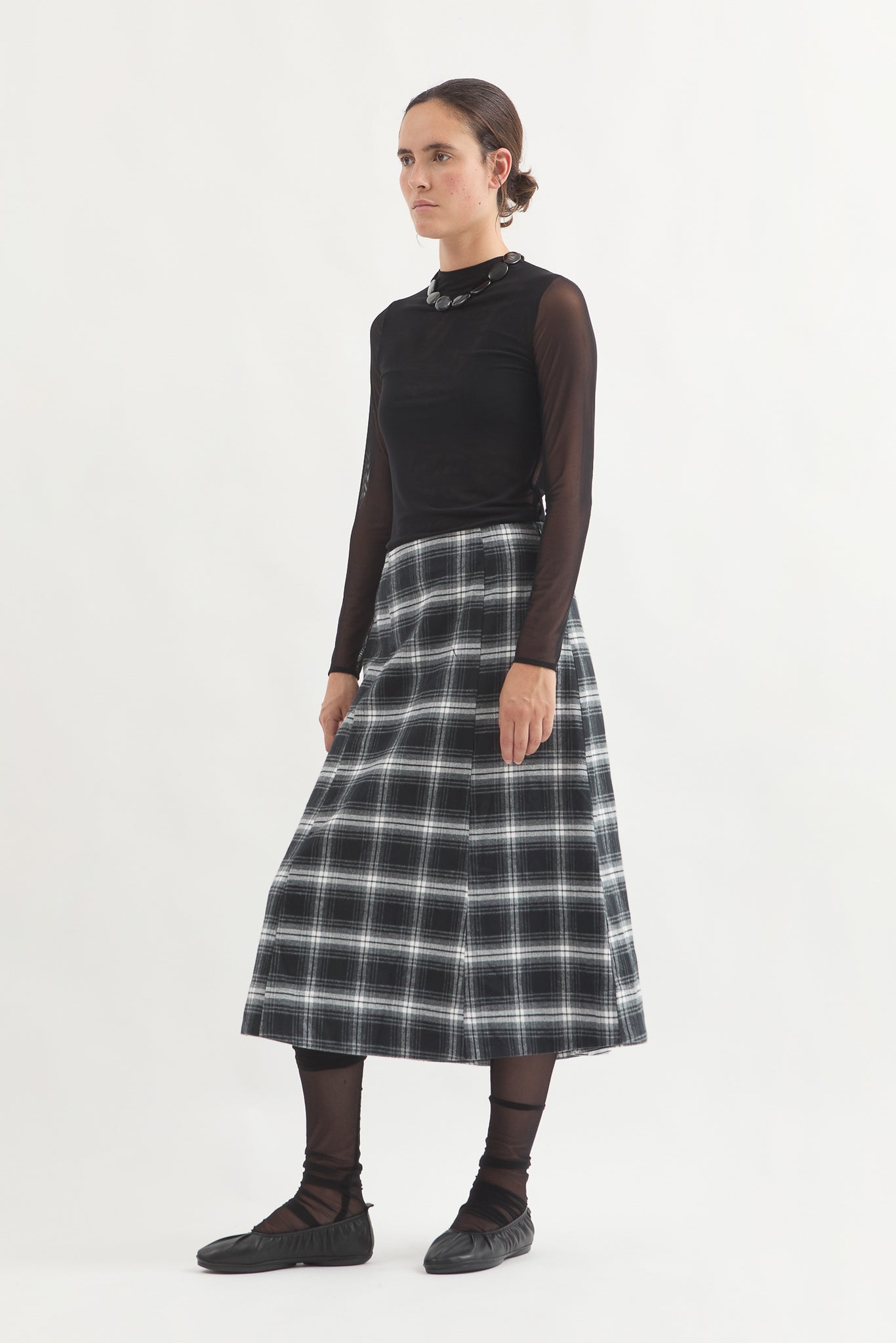 L.14011 - LYOCELL SKIRT - Plaid Grey