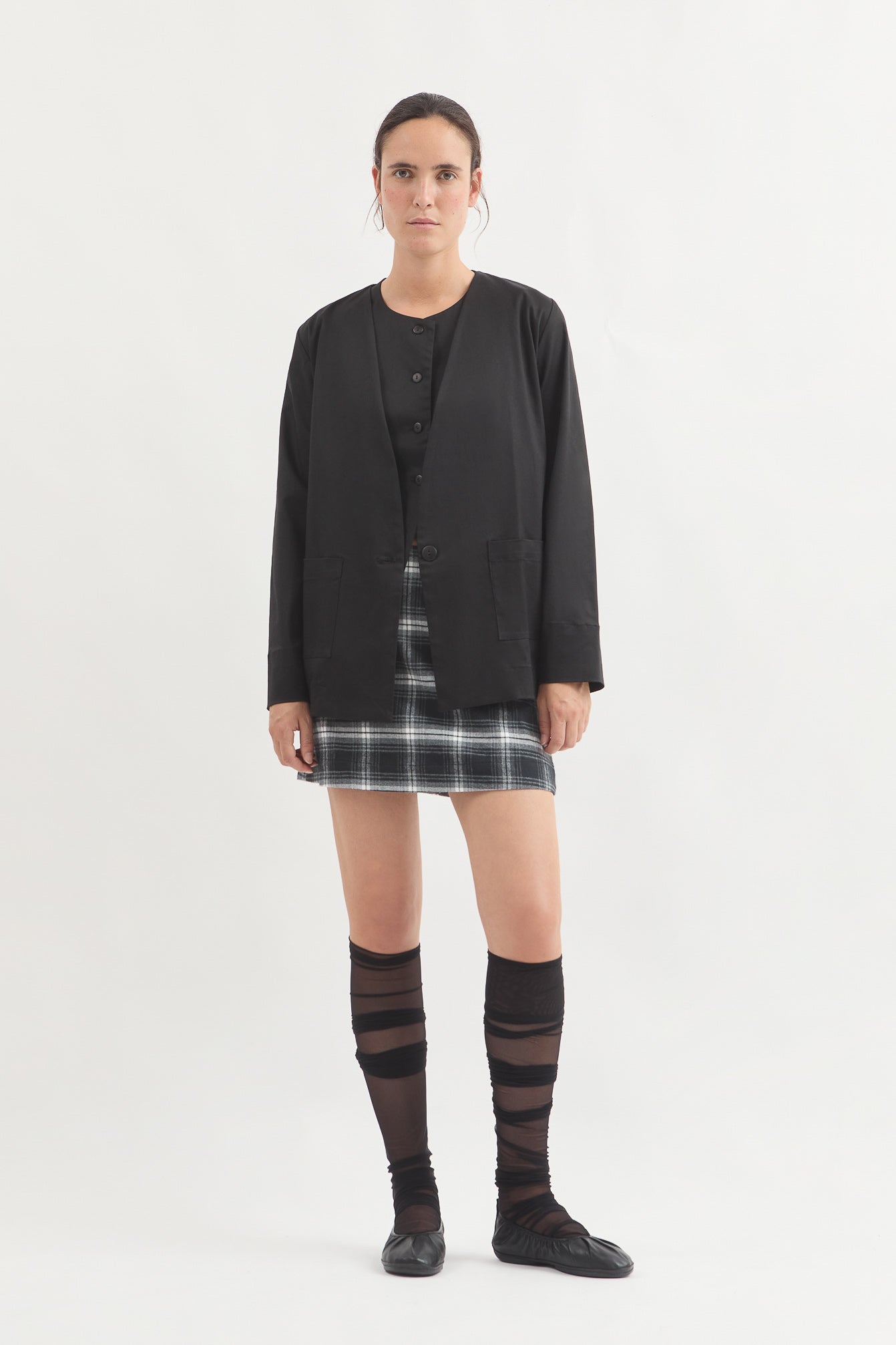 L.14043 - MAD SKIRT - Plaid Grey