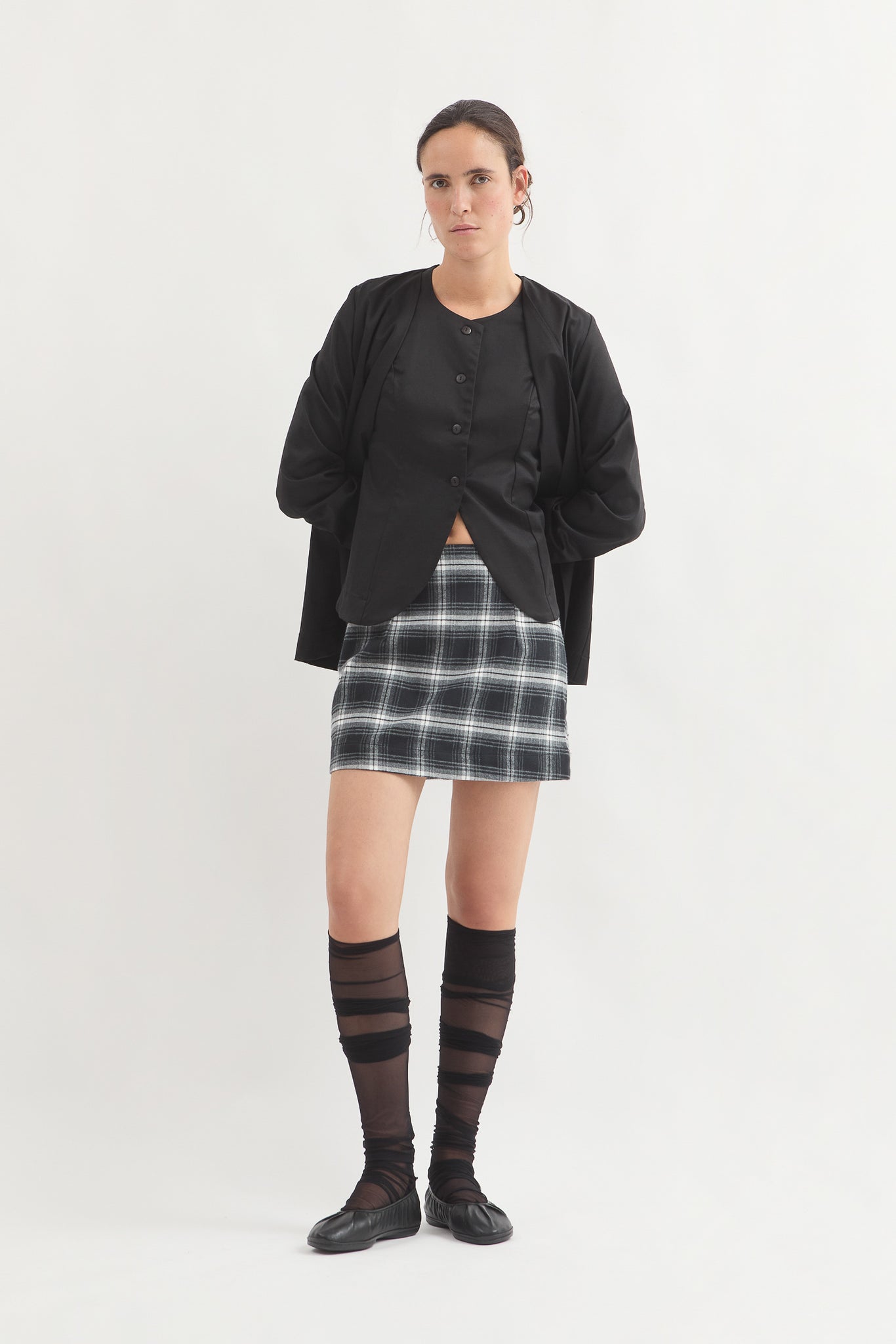 L.14043 - MAD SKIRT - Plaid Grey
