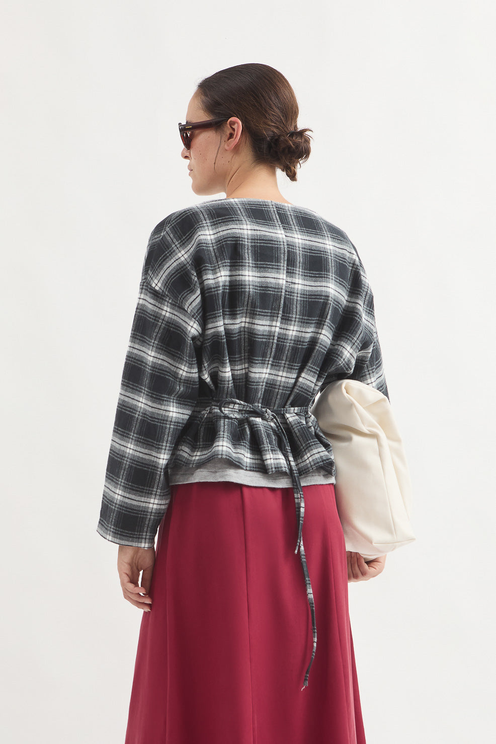 L.14052 - PINSTRIPE TOP - Plaid Grey