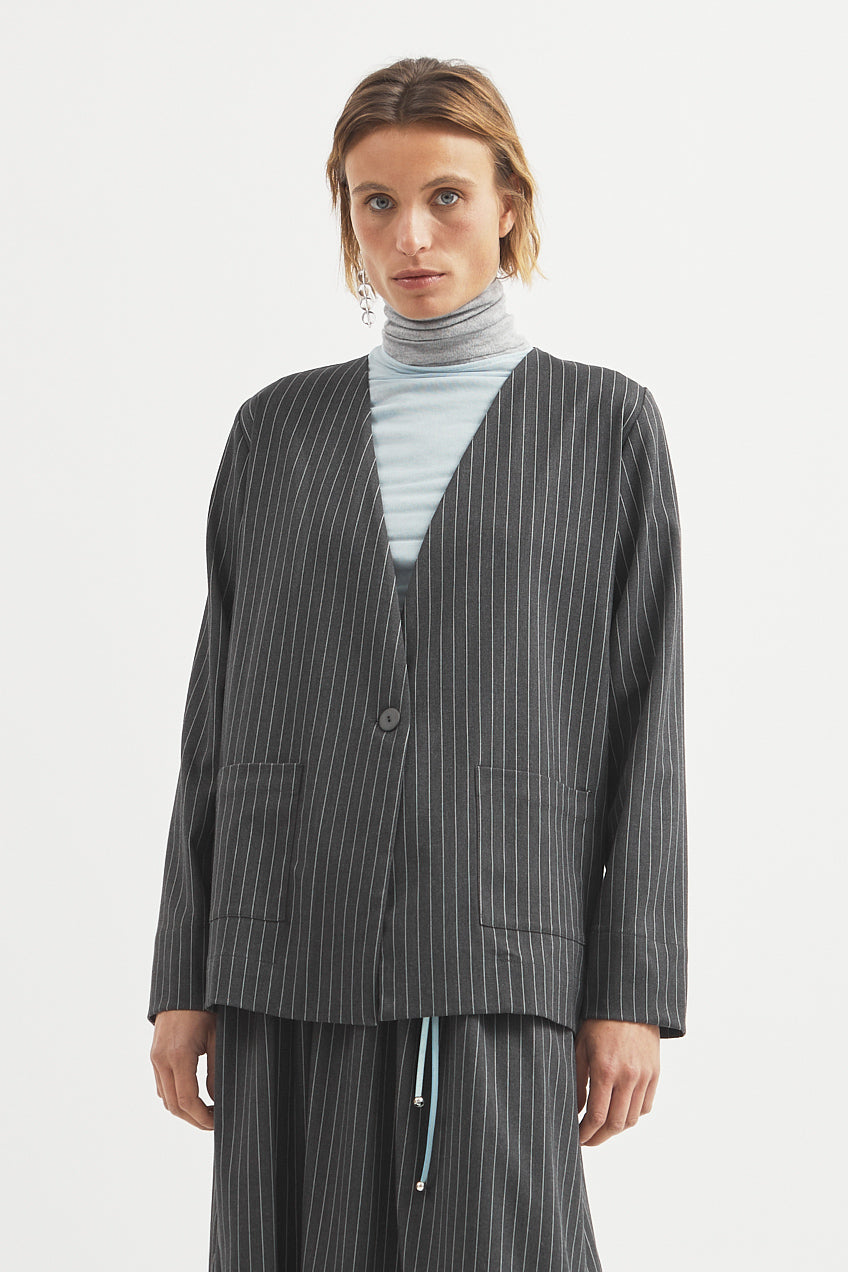 L.14054 - PINSTRIPE BLAZER - Grey Stripe