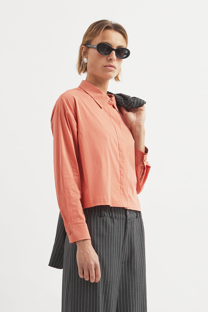 L.14061 - POPLIN BOXY SHIRT - Mandarina
