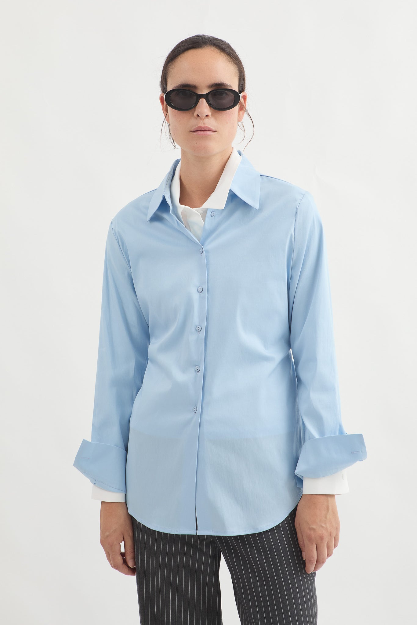 L.14062 - POPLIN SILHOUETTE SHIRT - Light Blue
