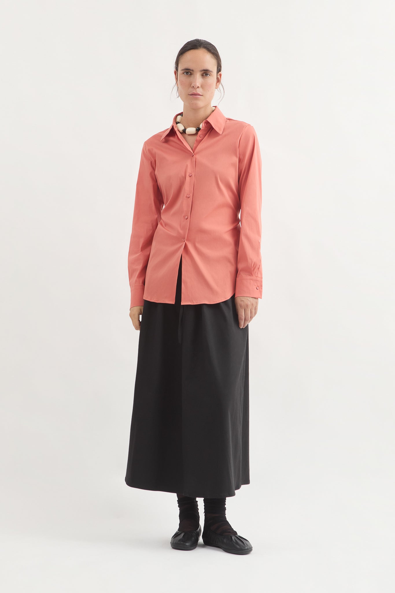 L.14062 - POPLIN SILHOUETTE SHIRT - Mandarina