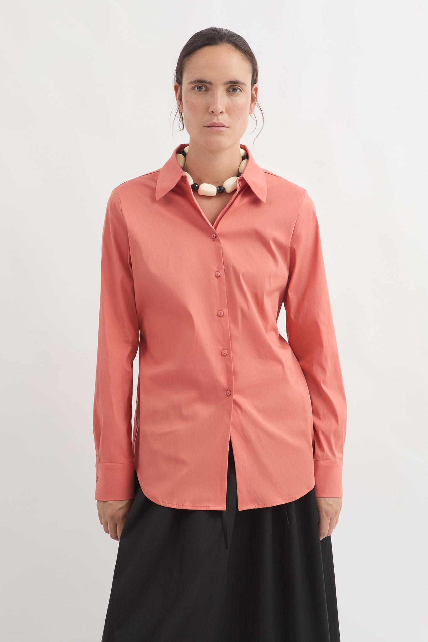 L.14062 - POPLIN SILHOUETTE SHIRT - Mandarina